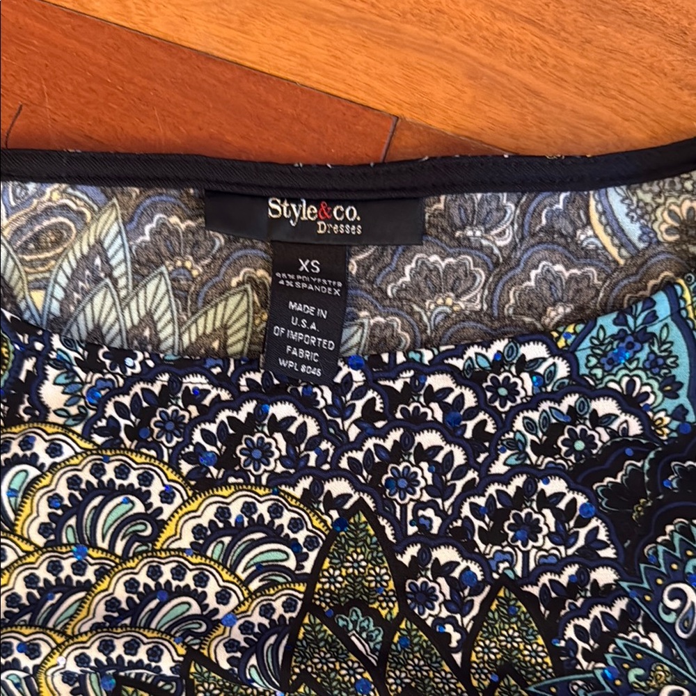 Style & Co. Navy and Cream Floral Dress